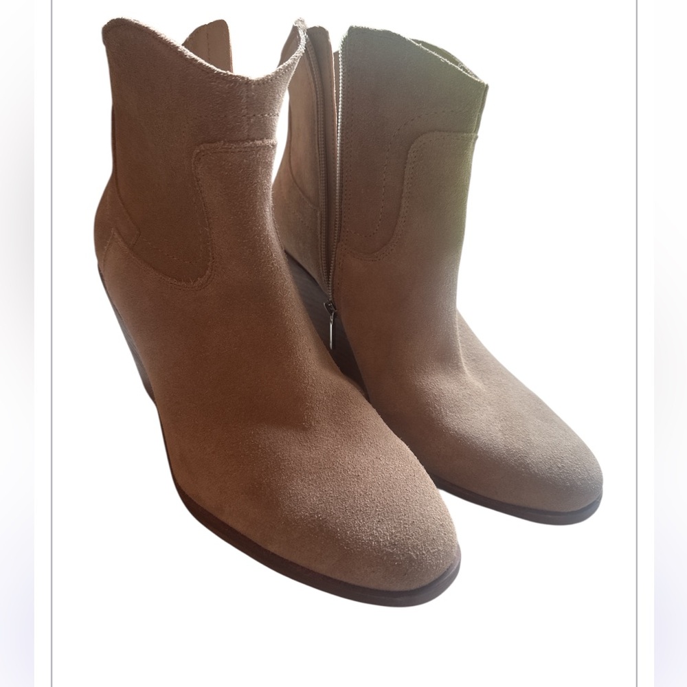 NWT Lucky Brand Women Wadier Wedge Tan Taupe Suede Ankle Boots Booties Size 9.5 - Picture 5 of 12